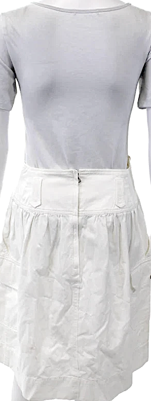 Dolce & Gabbana ITALY. White Cotton Textured Button Zip Lined Casual Skirt