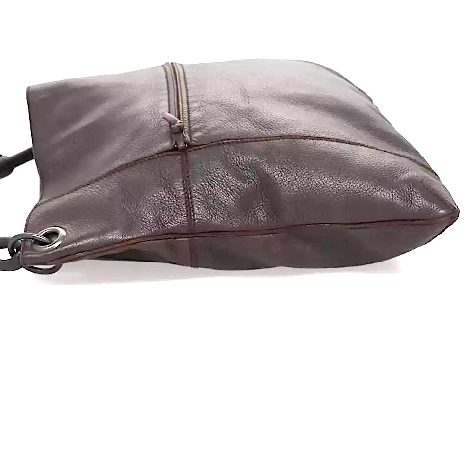 BOTTEGA VENETA Italy. Dark Brown Pebble Leather Shoulder Bag