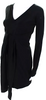 Jil Sander Black Knit Deep V-Neck Long Sleeve Fitted Bodycon Mini Dress