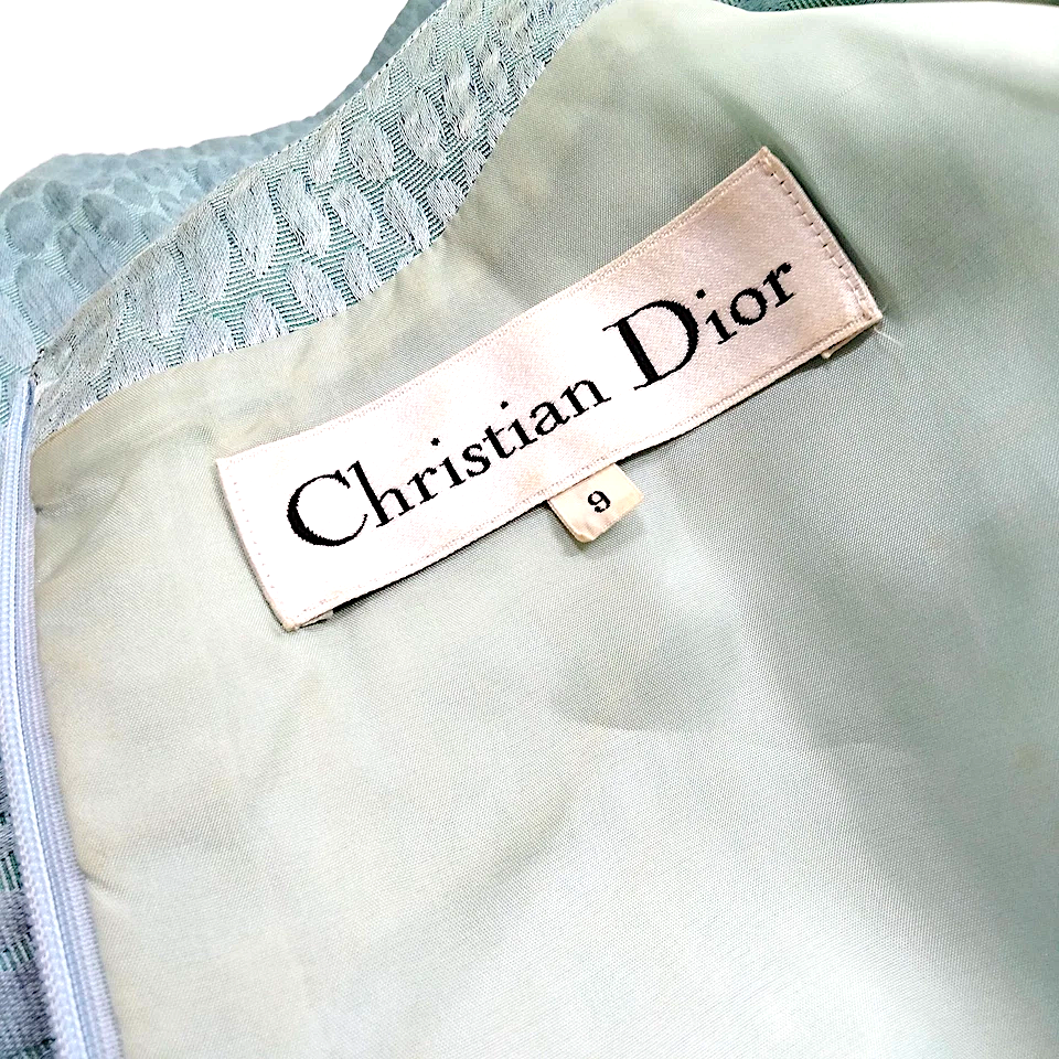 Christian Dior Paris. Light Blue Cotton, Acetate, Rayon, Polyester Cupro Dress