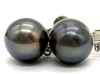 Vintage Japan Luxury Black Pearls W/Stainless Steel Screw Back Settings