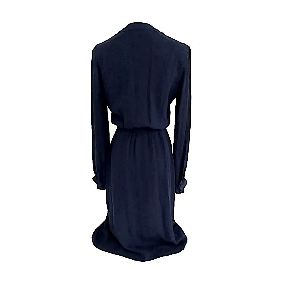 Chanel Paris. Navy Blue Silk Long Dress