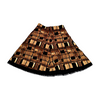 Prada Italy. Vintage Light Brown Abstract Print Rayon Rare Wide Flare Skirt