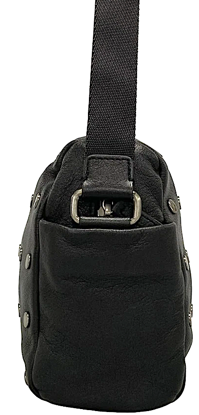 agnes b Paris. Black Lambskin Studded Leather Medium Sized