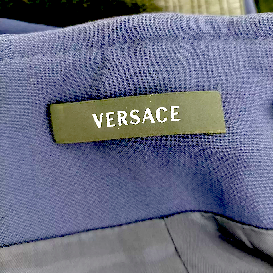 Versace Italy. Electric Lavender/Purple Wool, Rayon, Leather Skirts