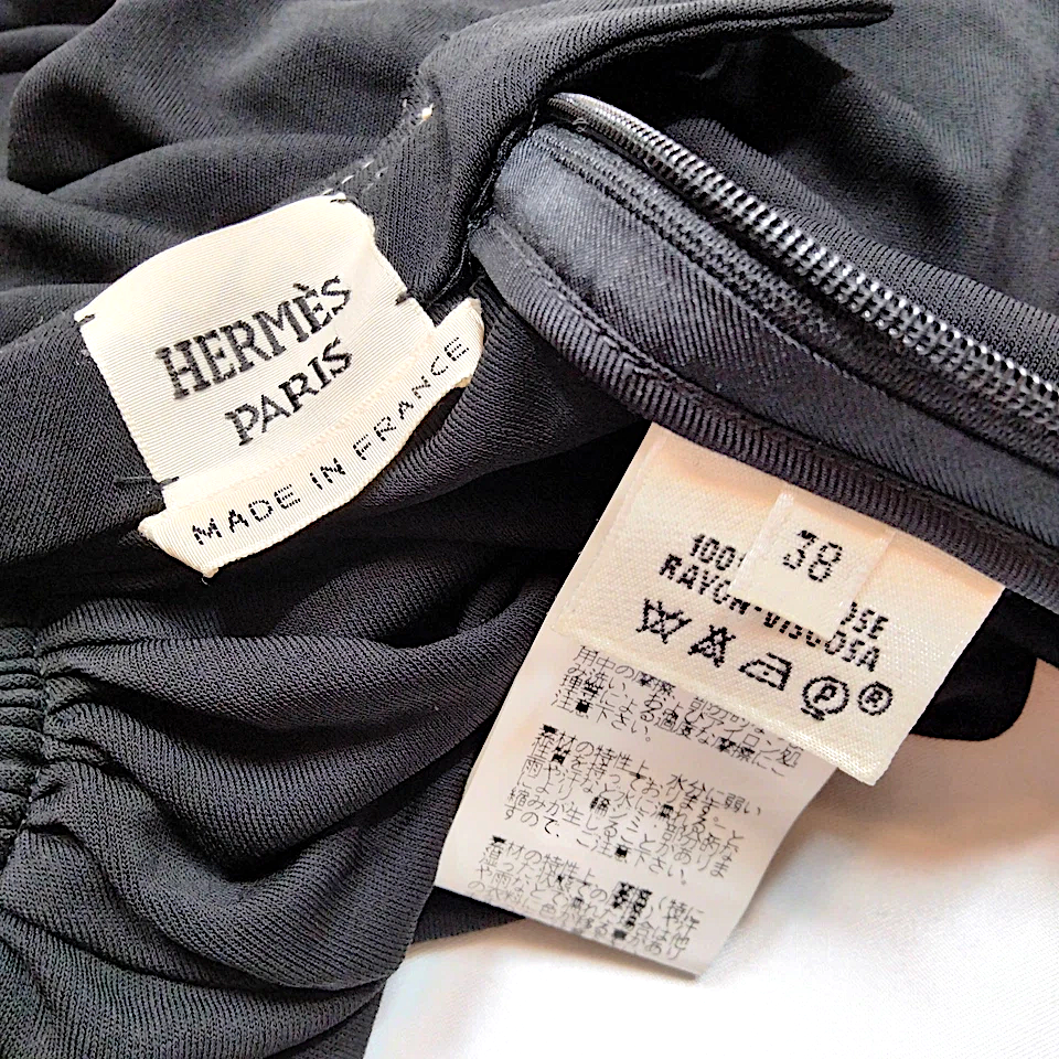 Hermes Paris. Black Rayon Skirt