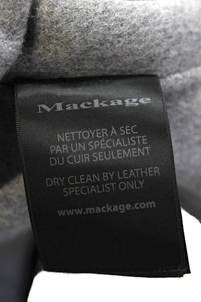 Mackage Gray Wool Black Leather Trim Sleeves,  Collared Jacket