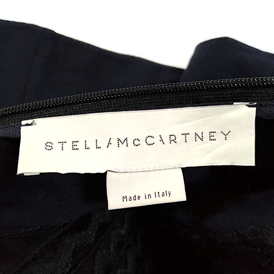 Stella McCartney UK. Navy Blue Rayon, Nylon, Vegan Leather Dress