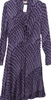 Ghost London UK. Plum 100% Viscose Long Sleeve Midi V-Neck A-Line Midi Dress