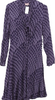 Ghost London UK. Plum 100% Viscose Long Sleeve Midi V-Neck A-Line Midi Dress