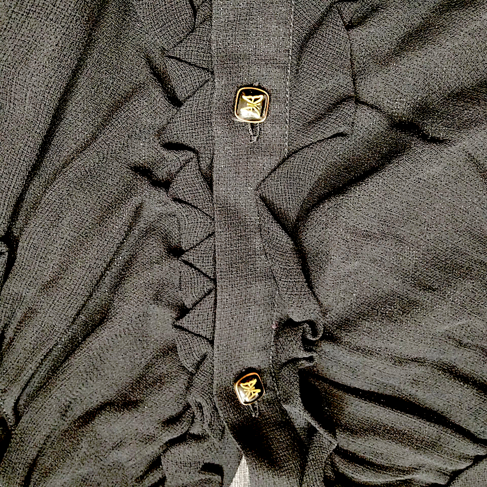 Fendi Italy. Black Rayon Semi Sheer Top