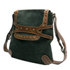 Chloe Paris. Dark Green Suede Brown Leather Shoulder Bag