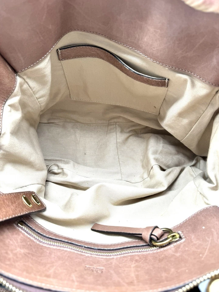 Chloe Paris. Chestnut Lambskin Glazed Leather Satchel Handbag / Shoulder Bag w/Long Strap