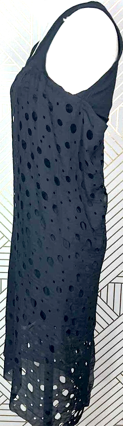 Liviana Conti Italy. Black Circle Cutout Sleeveless Tank Dress