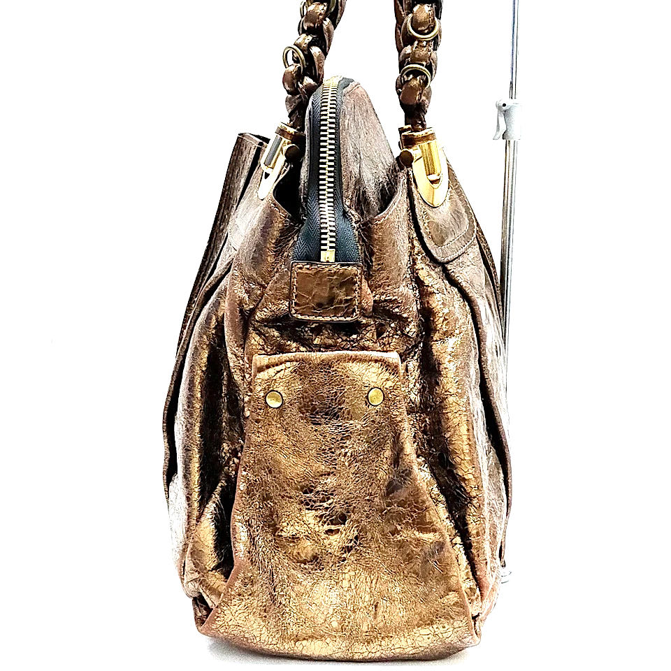 Chloe PARIS. PHOEBE PHILO. Vintage Bronze Leather Shoulderbag Goldplated Hardware