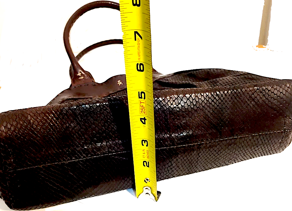 Henry Beguelin Paris. Vintage Handmade Distressed Leather / Snake Embossed Detail Shoulder Leather Bag