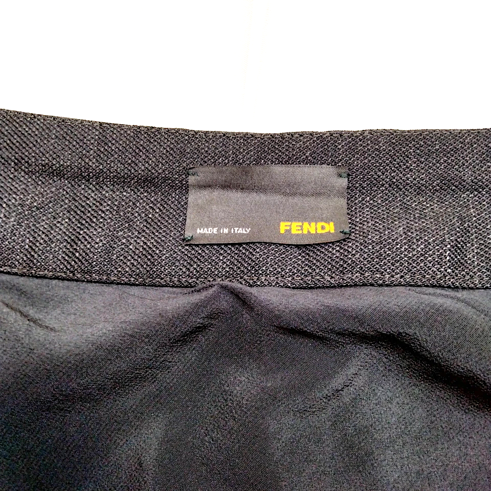 Fendi Italy. Black Wool, Silk, Alpaca Mohair Skirt