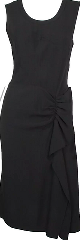 Alberta Ferretti Italy. "Philosophy" Black Satin Sleeveless Zip Up A-Line Dress