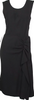 PRADA Italy. Black Crepe Gathered Detail Sleeveless A-Line Dress