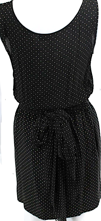 Valentino Garavani Italy. "Night" Vintage Black/Beige Silk Polka Dot Sleeveless Dress