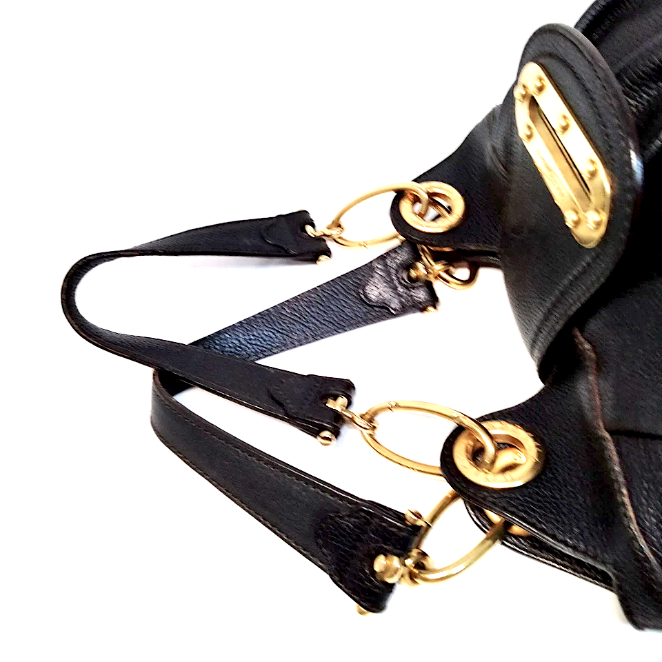 DolceGabbana Italy. Black Leather Goldplated Hardware Shoulder Bag