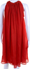 Lanvin Paris. Red Silk Geometric Embroidered Beaded Ruched A-Line Dress