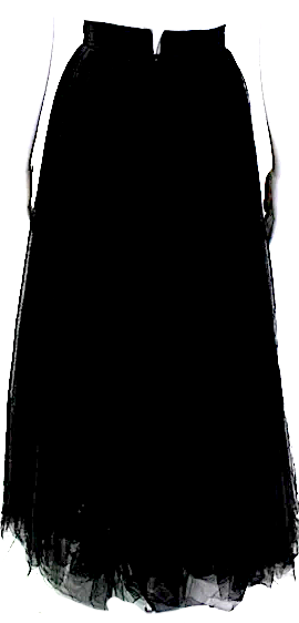 Jenny Packham Couture UK. Black Back Zip Mesh Overlay Long Cocktail Skirt