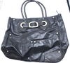 HIROKO KOSHINO Japan. Black Leather, Silver Hardware Shoulder bag