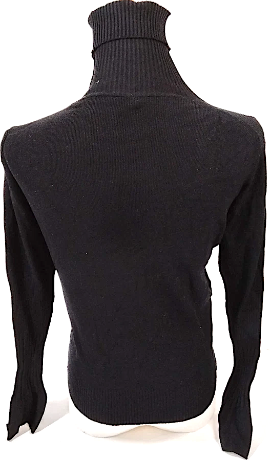 Fendi Italy. Black Rayon, Polyester Sweater, Bell Cuffs