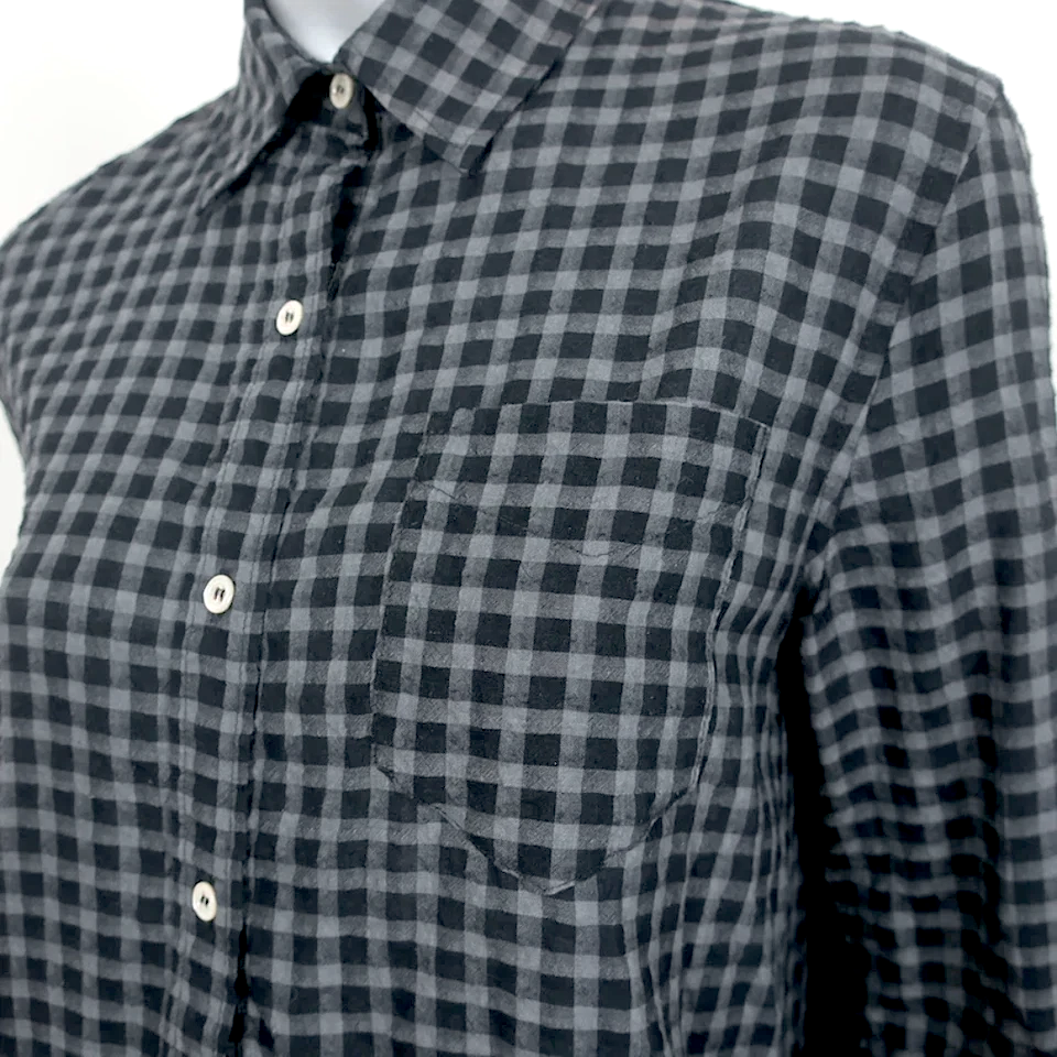 Isabel Marant Etoile Paris. Grey Gingham Check Shirtdress Long Sleeve Dress Size 38