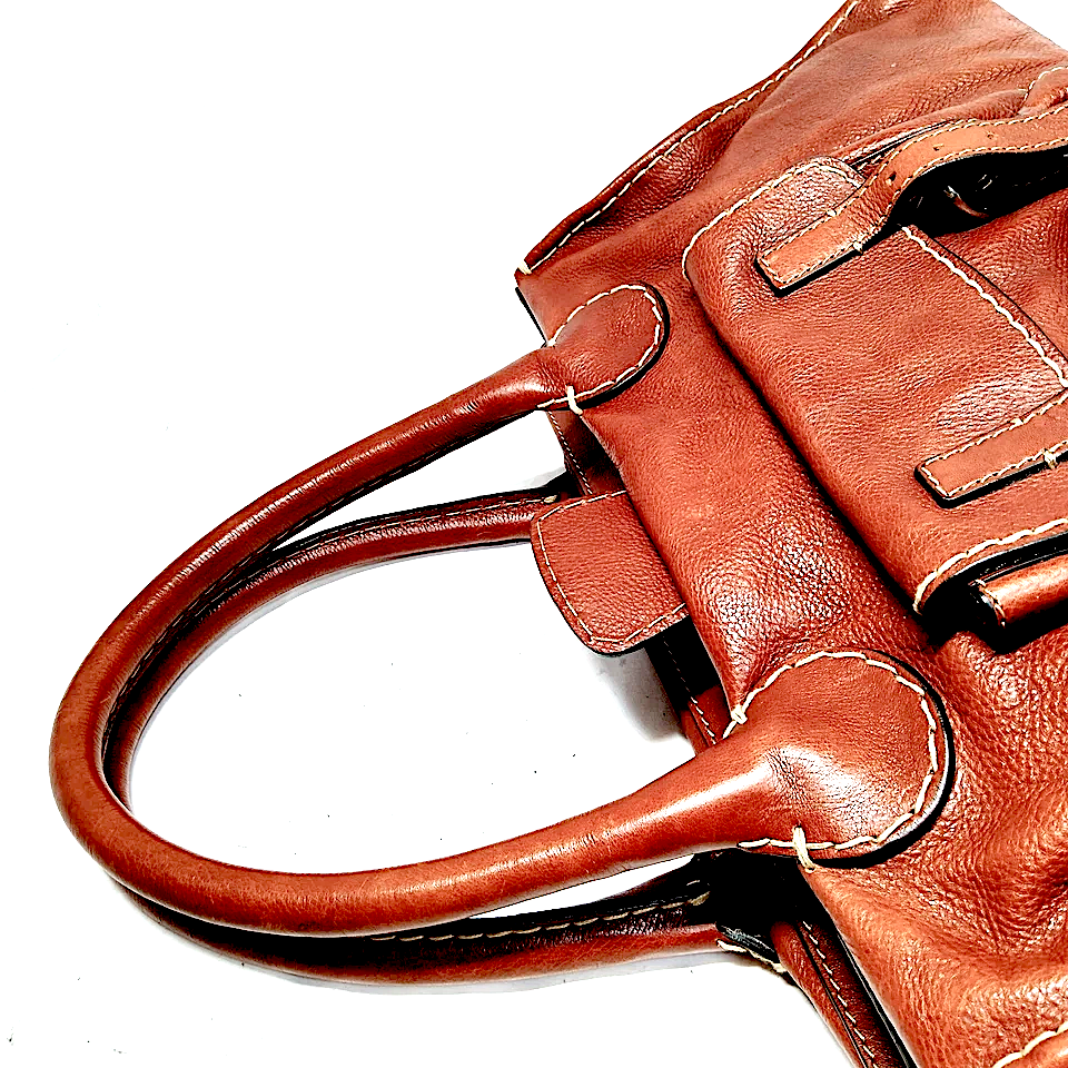 Chloe Paris. Phoebe Philo. Cognac Brown Leather XL Weekender Tote Bag / Shoulder Bag