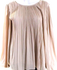 Elizabeth & James NY. (The Row). Rayon Beige Pleated Tie Back Long Sleeve Blouse