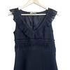 Prada Italy. Black Ruffle Trim Sleeveless Midi Dress