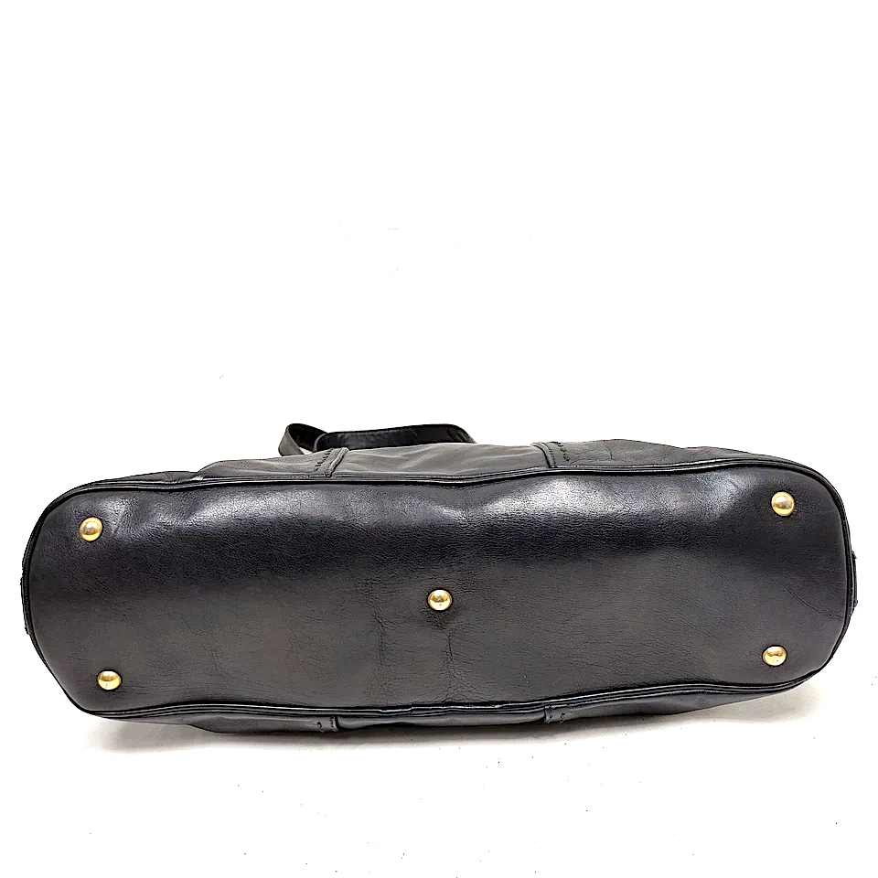 Yves Saint Laurent Paris. Classic Vintage Black Leather Shoulder Bag / Hand Bag