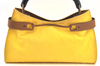 GUCCI Italy. Vintage Yellow Canvas/Leather Bamboo Tote Bag/ Shoulder Bag