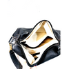 Kitamura Yokohama JAPAN. Black Pebbled Leather Shoulder Bag with Pouch Gold Logo K