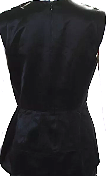 Prada Italy. Black Solid Black Crew Neck Sleeveless Zip Back Peplum Blouse Top