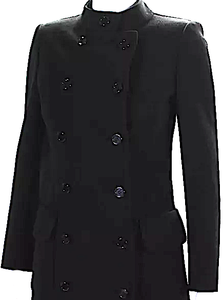 Saint Laurent Rive Gauche Paris. Black Wool Double Breasted Button Down Jacket