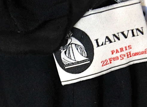 Lanvin Paris. Black Round Neck Long Sleeves Belted Mini Dress