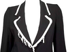 ANN DEMEULEMEESTER Belgium. Black Wool Woven Fringed Lapel Blazer Jacket