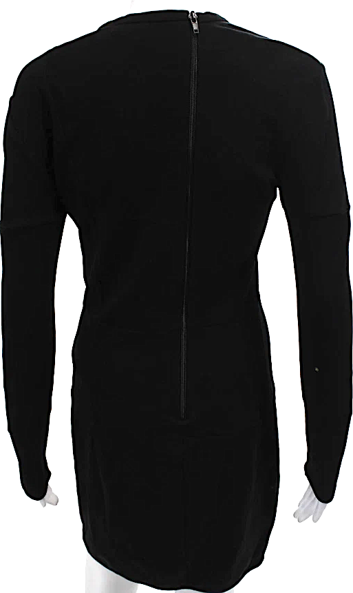 Jil Sander Seam Detail Black Viscose Long Sleeve Bodycon Dress