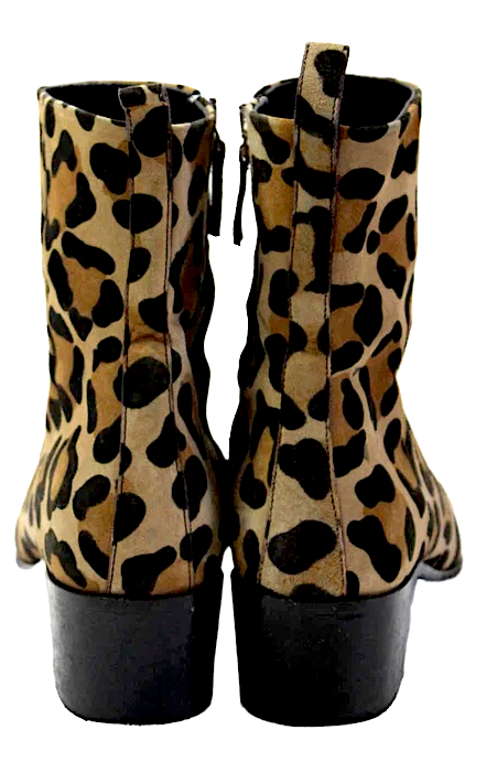 Pierre Hardy Paris. (Hermes Shoe Designer) Suede Brown, Black Animal Print Ankle Boots  Size 39.5 9.5