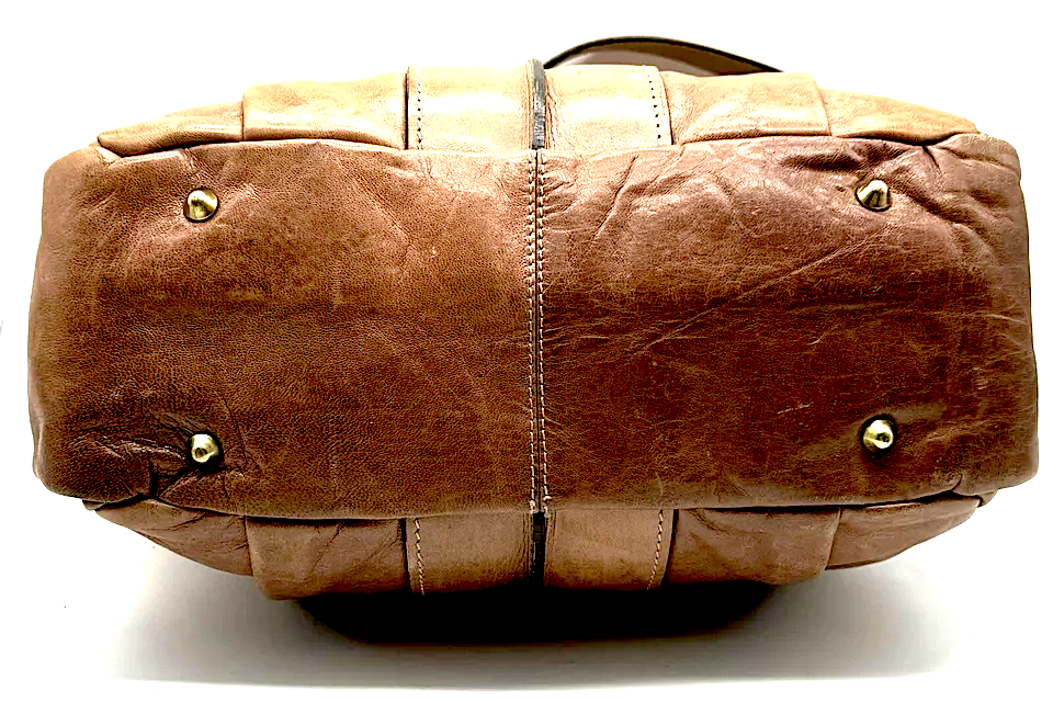 Chloe Paris. Chestnut Lambskin Glazed Leather Satchel Handbag / Shoulder Bag w/Long Strap