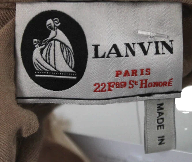 Lanvin Paris.  Beige Viscose Short Sleeve Midi Sheath Dress
