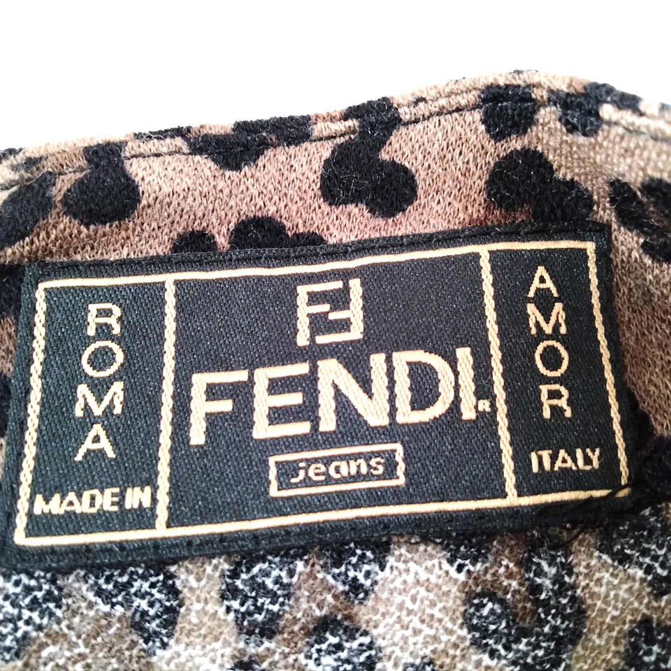 Fendi Italy. Animal Print Wool Dress