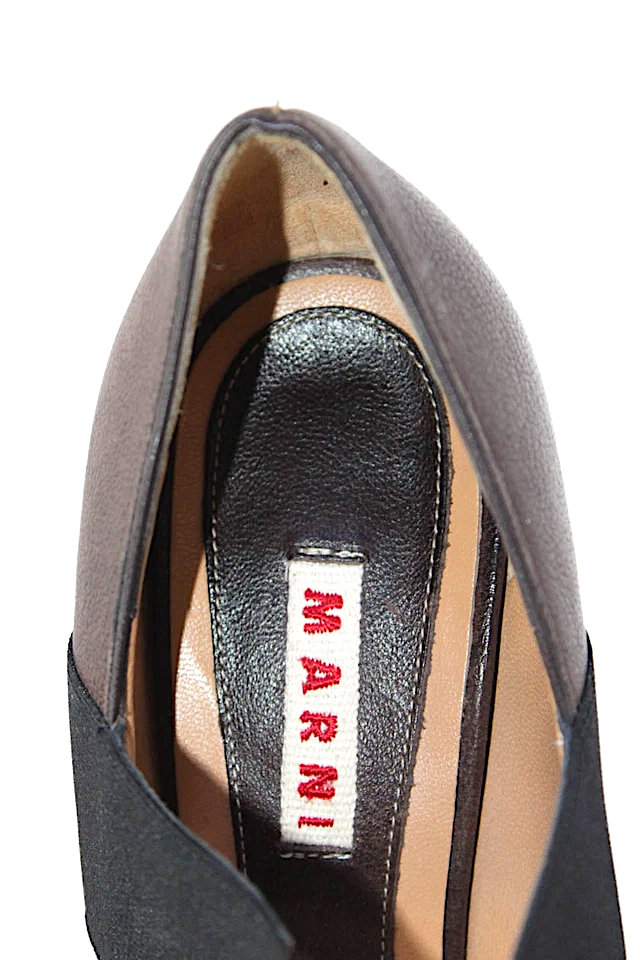 Marni Italy. Brown Leather High Heel Single Strap Mary Jane Pumps Size 38IT, SZ 7.5-8 USA