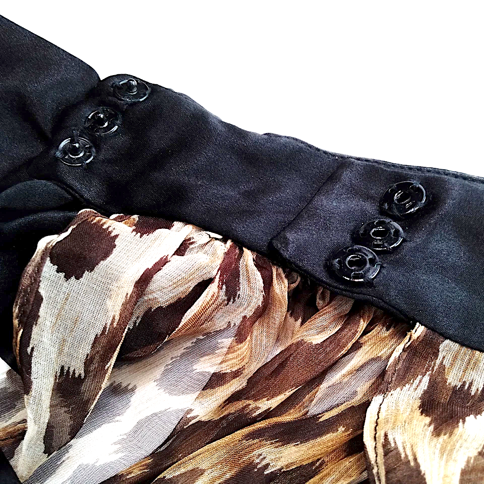 Dolce&Gabbana Italy. D&G Silk Animal Print & Black Accents Top