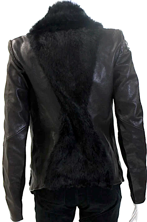 Helmut Lang Black Lapin Rabbit Fur Long Sleeve Jacket