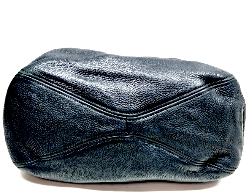 Miu Miu Italy. Dark Slate Gray Pebbled Leather Shoulder Bag