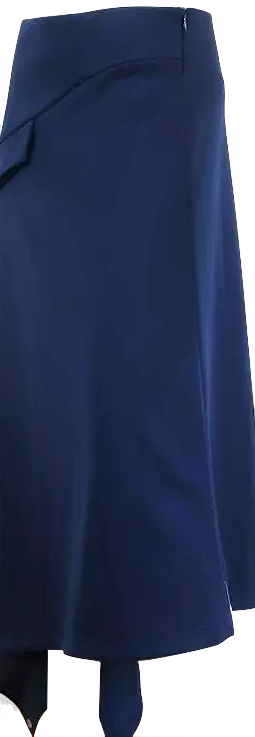 JW Anderson UK. New W/tags. Midnite Blue Asymmetric Side-Button Midi Skirt